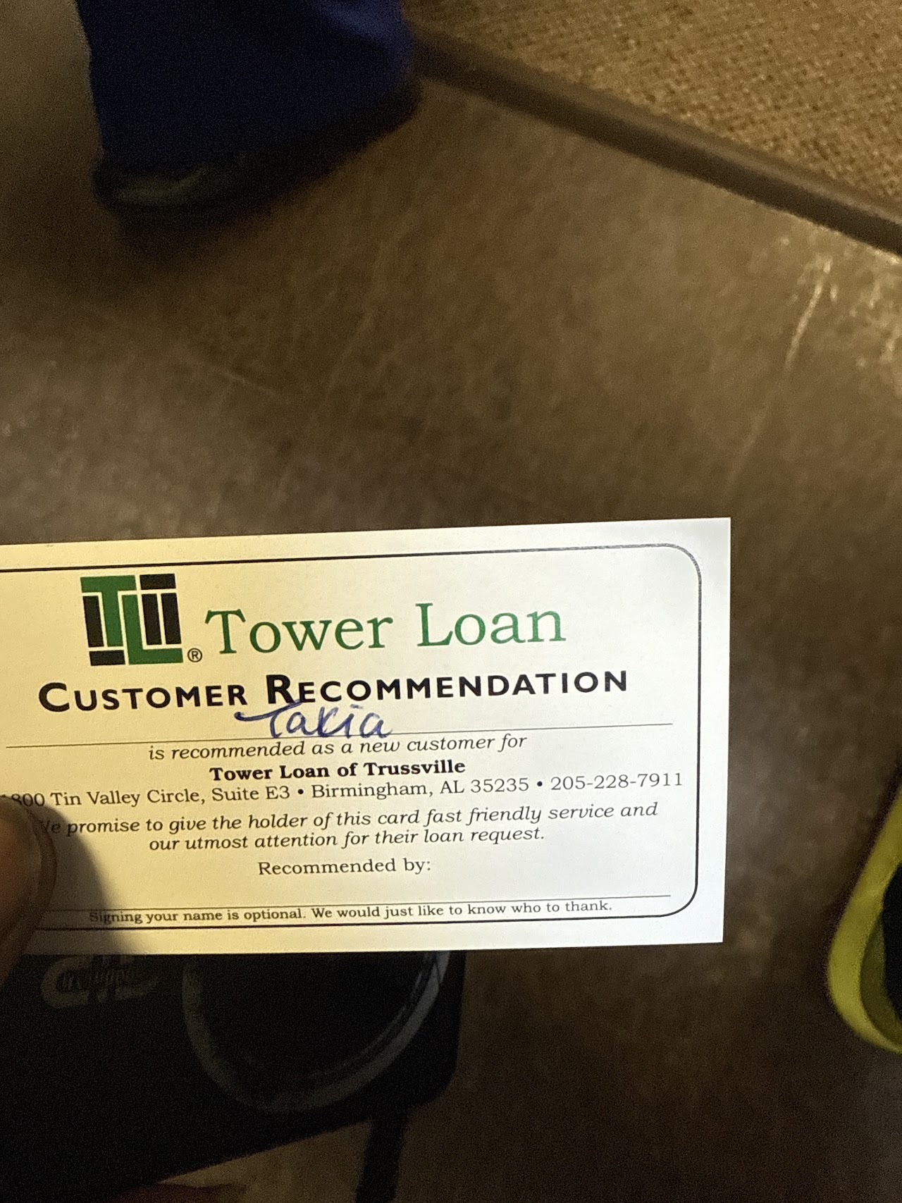 Tower Loan installment loans in Birmingham, Alabama (AL)