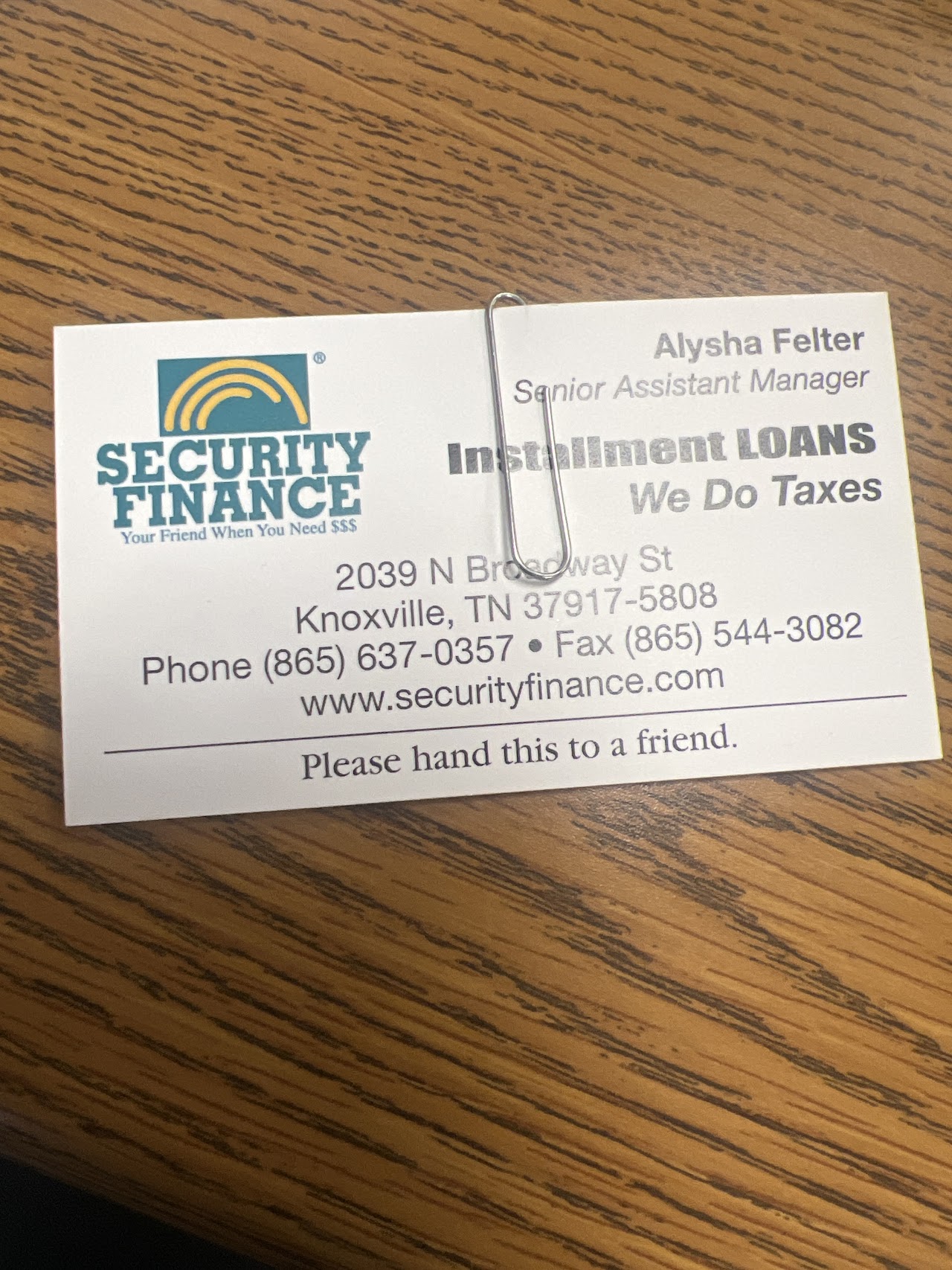 Security Finance - exterior - Knoxville, Tennessee